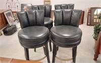 4 LEATHER HIGH BACK BAR  CHAIRS- SWIVEL