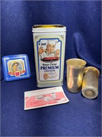 Collectible Cracker Tin, Vintage Drinking Glasses