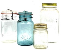 (4) Assorted Vtg. Canning Jars, Atlas & Tight Seal