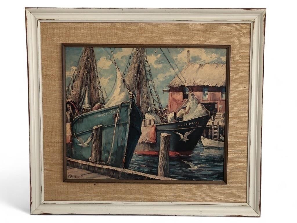 VTG. Henry Gasser "Fishing Boats" Framed Print