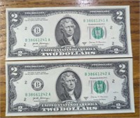 $4 Consecutive serial number. Uncirculated $2