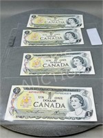 4 - 1973 Canadian dollar bills