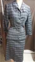 IRENE Green/Gray Plaid 2 piece Ladies Suit