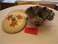 HAND PAINTED GINGERBREAD PIE PLATE & BOWL