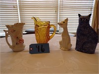 CATS, CUT GLASS PITCHER, MADE IN JAPAN PITCHER