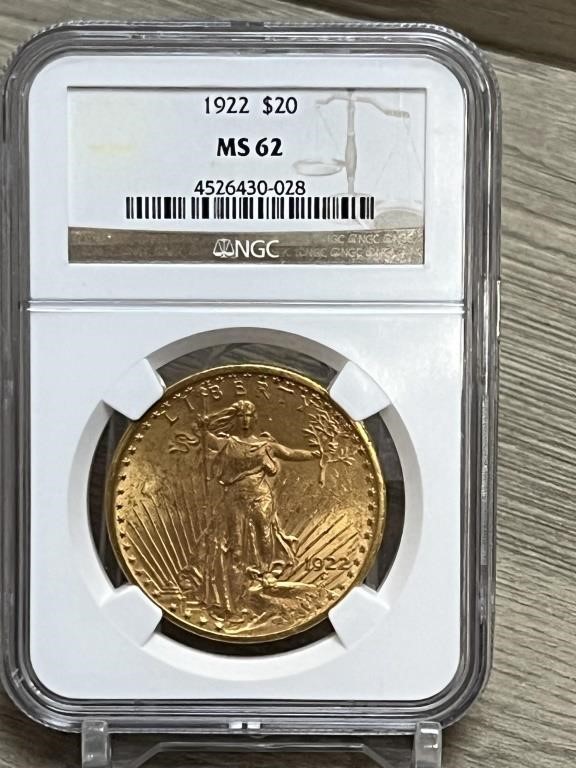 1922P Saint Gaudens $20 Double Eagle MS62