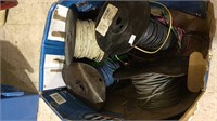 Five metal reels of wire , sides of reels are 6