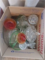 box of vintage glassware