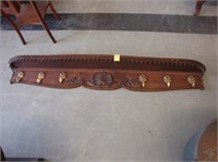 Large oak French wall shelf with shell and floral