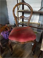 Sturdy Vintage Velvet Cushioned Wood Chair (back
