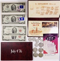 $2 Bills, Silver Coins, and First Day Covers