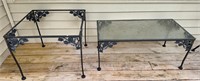 Wrought Iron Outdoor Side Table & Coffee Table w/