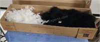 Feather and fur boas. 1 white and 10 black fur