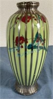 Porcelain vase with sterling silver overlay