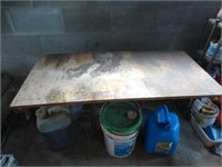 Metal/Wood Table with Kerosene Can and 3