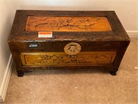 Asian Carved Wooden Trunk