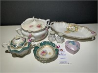 Prussia Porcelain Tureen w/ Roses, Lusterware