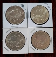 4 Morgan Silver Dollars 1921