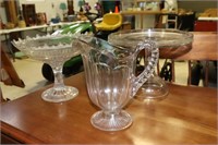 Clear Glass Lot Including Cake Plate, Pitcher and