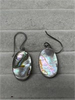 Sterling Silver Oval Abalone Earrings 925