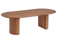 Extra Long Oval Fluted Wood Dining Table (Dent on