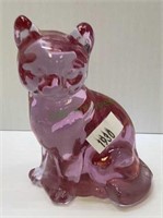 Fenton art glass pink sitting kitty cat 3 3/4