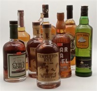 (P) Whiskey Bottles including Templeton Rye,