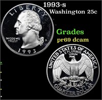 Proof 1993-s Washington Quarter 25c Grades GEM++ P