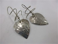 Modernist sterling silver heart earrings