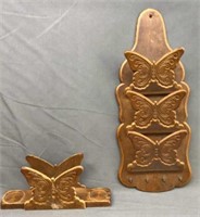 Vintage Wood Butterfly Key & Mail Wall Holder &