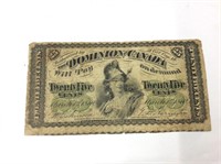 1870 'small B' Can 25 Cent Bill