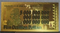 24k gold-plated Zimbabwe Banknote