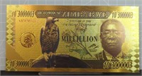 24k gold-plated Zimbabwe Banknote