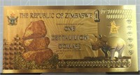 24k gold-plated Zimbabwe Banknote