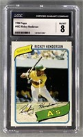 1980 Ricky Henderson Rookie Baseball Card CGC 8