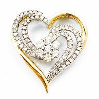 Diamond & 14k Gold Open Heart Pendant