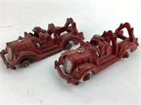 Hubley Style Cast fire truck toys (2).  One