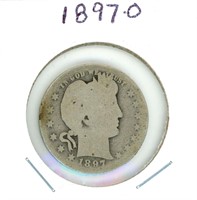 1897-O Barber Silver Quarter