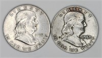 1955 1959 Franklin Silver Half Dollars