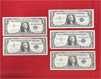 1957 $1 SILVER CERTIFICATES LOT OF 5  ONE STAR