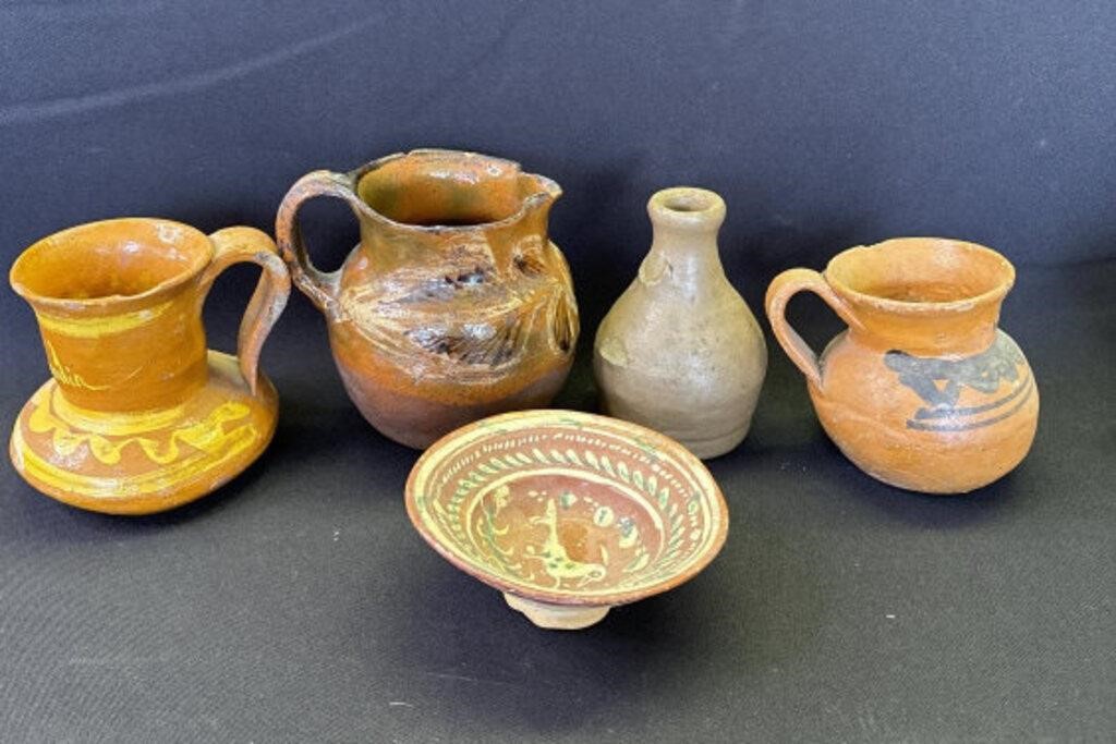 5 Vintage Mexican-style pottery