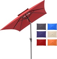 6.6x10ft Patio Umbrella  Tilt  Crank (Red)