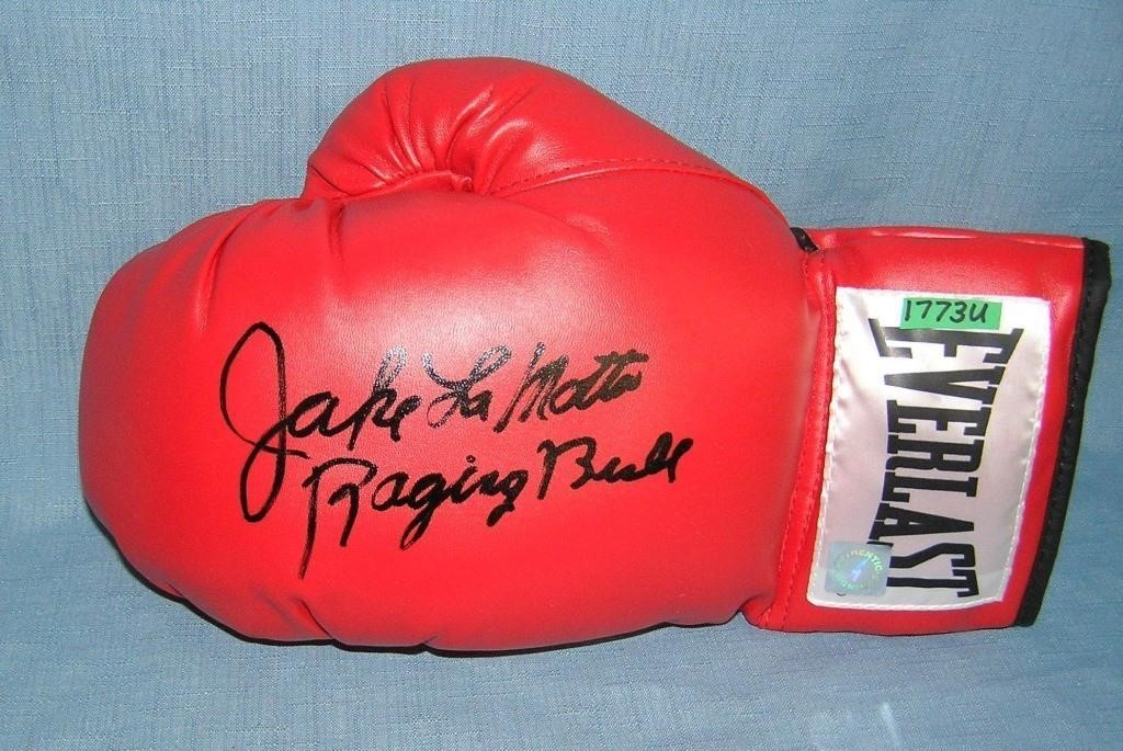 Jake LaMotta autographed Everlast boxing glove