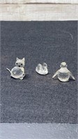 3 Small Swarovski Crystal Figurines