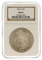 1879-S US MORGAN $1 SILVER COIN NGC MS66