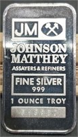 1 Troy oz. Silver Bar by Johnson Matthey