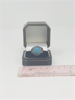 silver plated blue stone ring