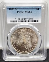 1884-O Slab Morgan Silver Dollar PCGS MS64