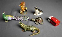 Enameled Bejeweled Animal Trinket Box Lot