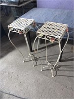 Pair of ornamental iron plant stands